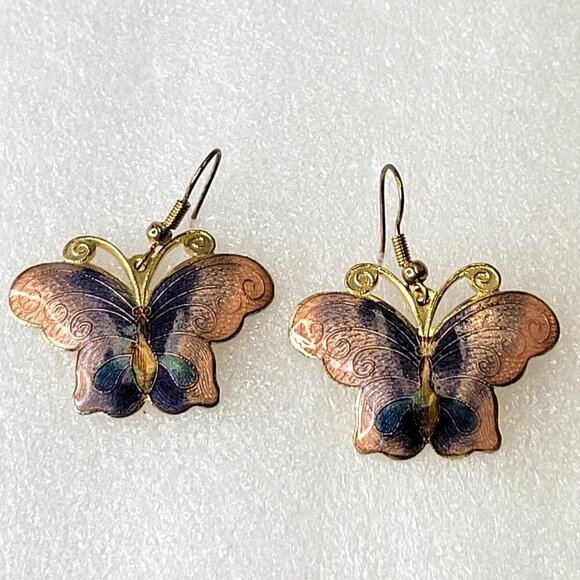 Enamel Butterfly Earrings - Picture 4 of 11